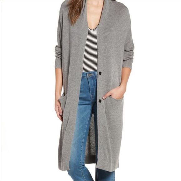 Leith Long Belted Cardigan, Grey, size XS, NWOT - Picture 1 of 2